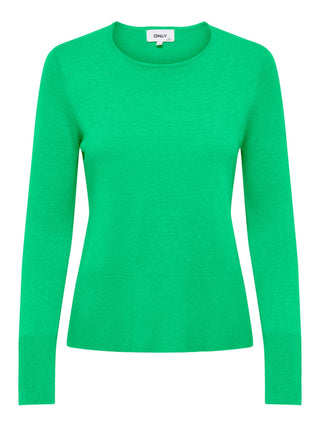 Only maglia girocollo basic in misto viscosa verde