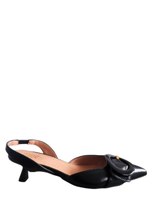 Ovyè decollete slingback in pelle con tacco a rocchetto nero