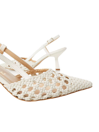 Ovyè decollete slingback intrecciate ecrù