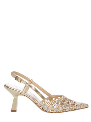 Ovyè decollete slingback intrecciate platino