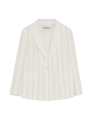 Patrizia Pepe giacca blazer monopetto con strass all over bianco