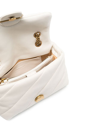 Pinko borsa a spalla Love Bag Mini Puff in pelle trapuntata bianco oro