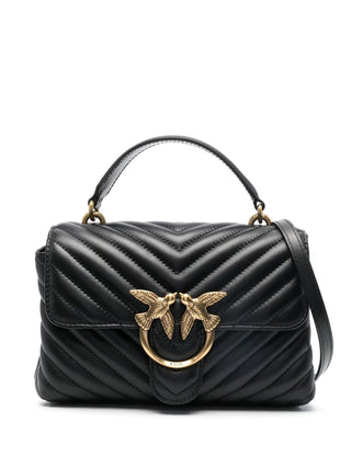 Pinko borsa Love Bag Lady Puff Mini in pelle trapuntata chevron nero oro