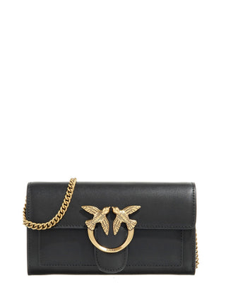 Pinko pochette portafogli Love One Wallet in pelle nero oro