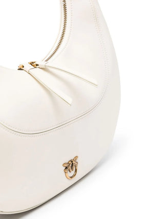 Pinko borsa a mezzaluna Brioche Hobo Classic in pelle bianco oro