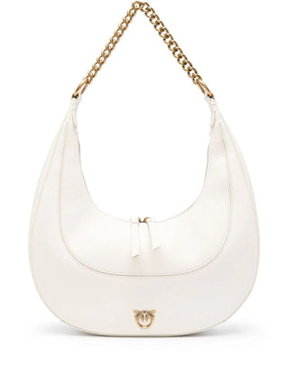 Pinko borsa a mezzaluna Brioche Hobo Classic in pelle bianco oro