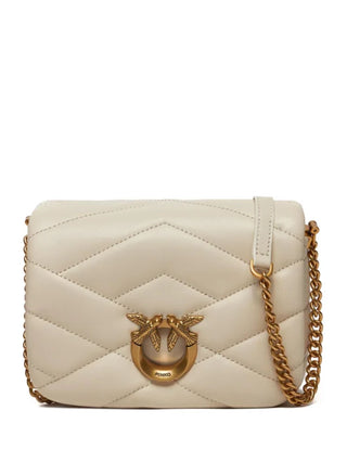 Pinko borsa a tracolla Love Click Puff Baby in nappa panna oro