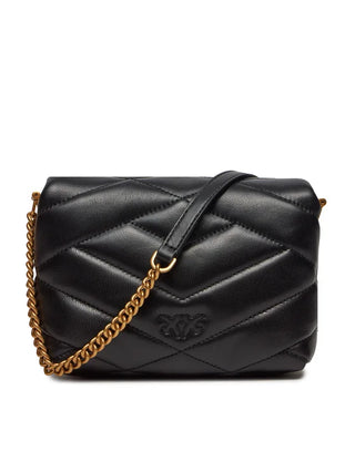 Pinko borsa a tracolla Love Click Puff Baby in nappa nero oro