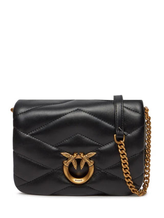 Pinko borsa a tracolla Love Click Puff Baby in nappa nero oro