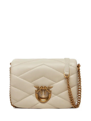 Pinko borsa Love Click Puff Classic in nappa trapuntata bianco oro