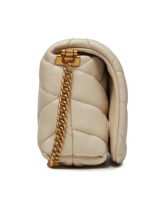 Pinko borsa Love Click Puff Classic in nappa trapuntata bianco oro