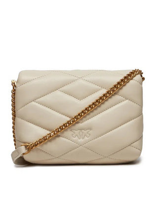 Pinko borsa Love Click Puff Classic in nappa trapuntata bianco oro