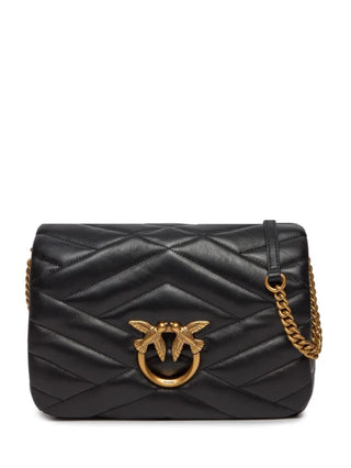 Pinko borsa Love Click Puff Classic in nappa trapuntata nero oro