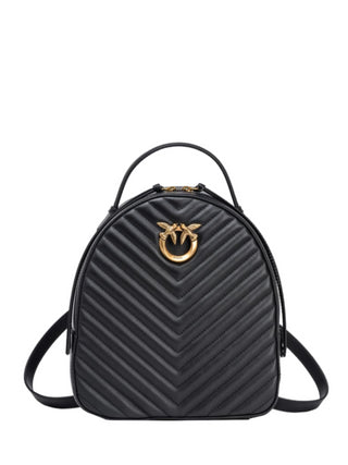 Pinko zaino Love Click Classic in pelle chevron nero oro