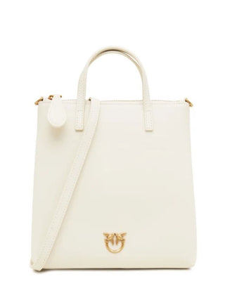 Pinko borsa Mini Shopper con tracolla in pelle bianco oro