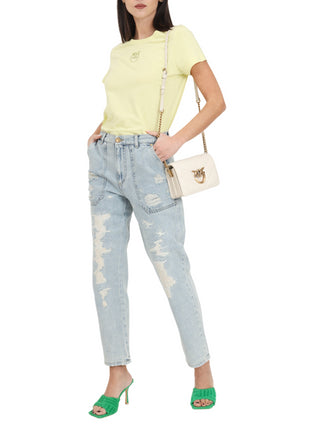 Pinko jeans chino Cloe con strappi lavaggio blu chiaro