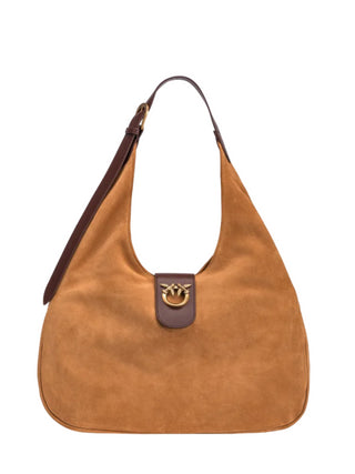 Pinko borsa Hobo Big in pelle scamosciata beige oro