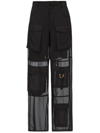 Pinko pantaloni cargo Campofiorin in georgette nero