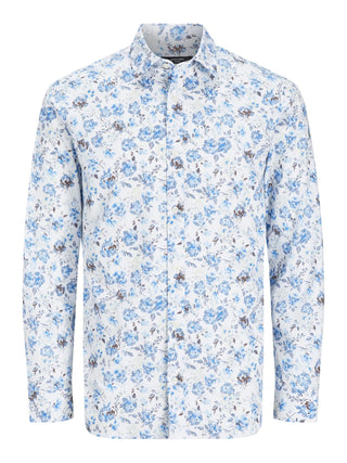 Jack&Jones camicia jprblamon in fantasia floreale bianca azzurra