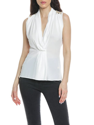 Relish blusa Ruway con pinces in georgette color latte