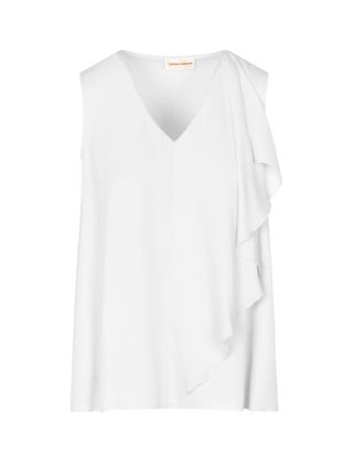 Sandro Ferrone blusa smanicata in georgette con rouches bianco