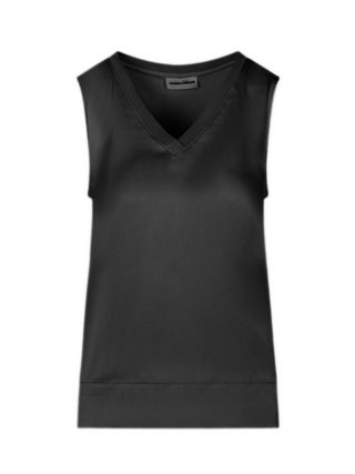 Sandro Ferrone blusa smanicata Combo in raso e jersey nero