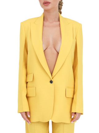 Simona Corsellini giacca monopetto in tramato luxury giallo