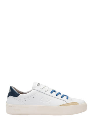 Sun68 sneakers Street Leather in pelle bianco blu