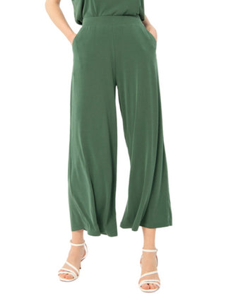 Surkana pantaloni cropped a gamba larga verde