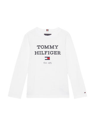 Tommy Hilfiger T-shirt a maniche lunghe con stampa logo bianco