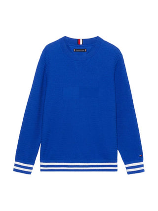 Tommy Hilfiger maglione girocollo a costine chevron blu elettrico