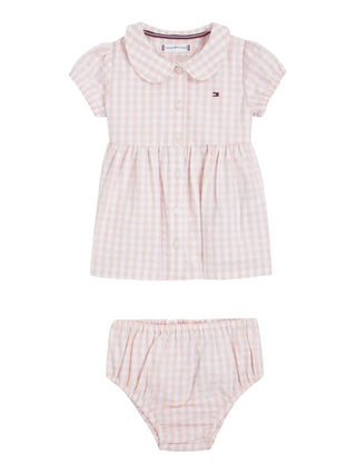 Tommy Hilfiger abito chemisier Gingham in fantasia bianco rosa