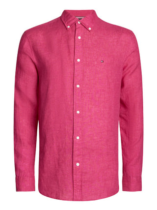 Tommy Hilfiger camicia a manica lunga in lino fucsia