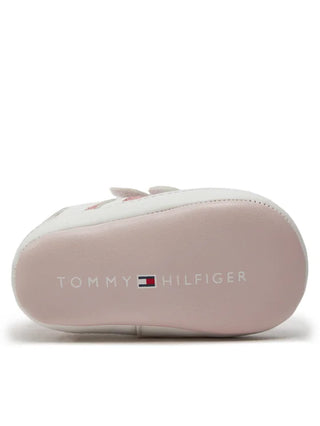Tommy Hilfiger scarpette neonata con strappi bianco rosa