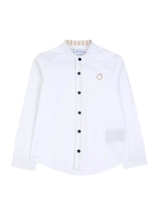 Trussardi camicia alla coreana Rogen manica lunga bianco