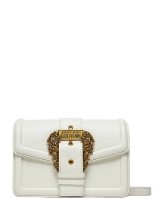 Versace Jeans Couture borsa in ecopelle trapuntata con fibbia Baroque bianca