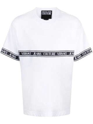 Versace Jeans Couture T-shirt a maniche corte in jersey con banda logo bianco