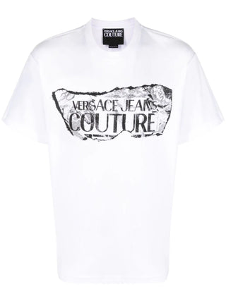 Versace Jeans Couture T-shirt a maniche corte in jersey con logo bianco