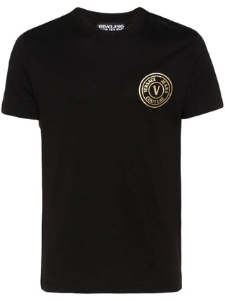 Versace Jeans Couture T-shirt manica corta con logo V-emblem nero oro