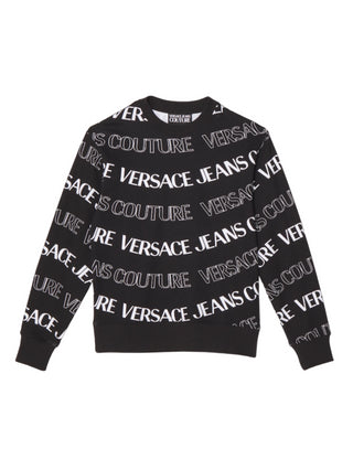 Versace Jeans Couture felpa girocollo con stampa logo all over nero bianco