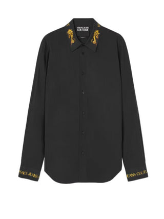 Versace Jeans Couture camicia a manica lunga con colletto in fantasia barocca nero