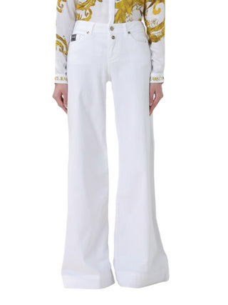Versace Jeans Couture jeans a zampa in cotone stretch bianco