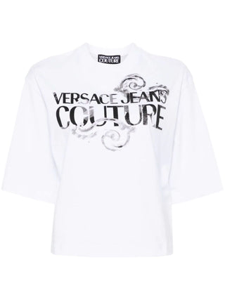 Versace Jeans Couture T-shirt oversize manica corta con logo bianco