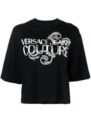Versace Jeans Couture T-shirt oversize manica corta con logo nero