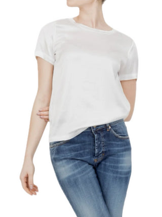 Vicolo T-shirt manica corta in raso bianco