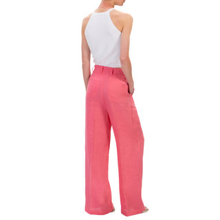 Vicolo pantaloni gamba larga in lino rosa