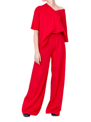 Vicolo pantaloni palazzo in tessuto stretch rosso