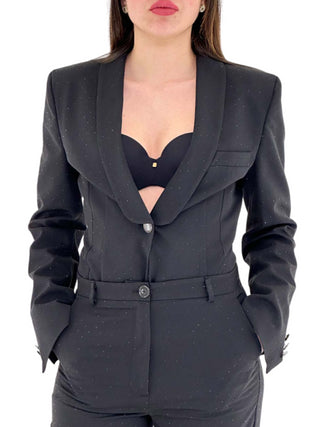 Vicolo giacca blazer a body con strass nero