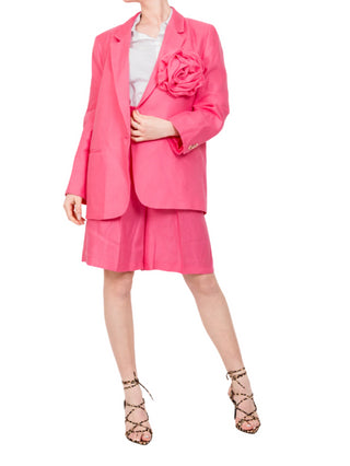 Vicolo giacca over in lino con spilla rosa