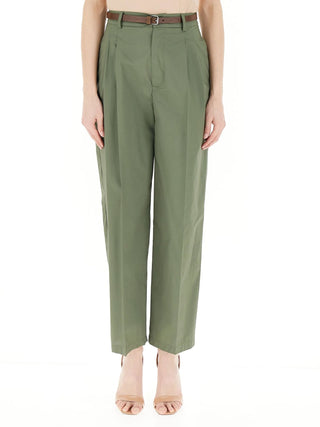 Vicolo pantaloni gamba dritta con pinces verde militare